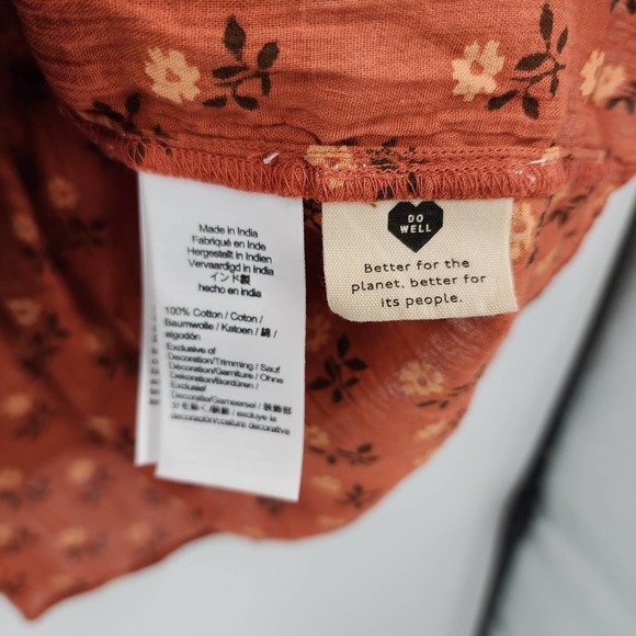 Madewell Smocked Pull-On Tiered Mini Skirt in Wild Calendula Block-Print XL NWT - Picture 4 of 8